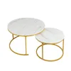Couchtisch Rund,Satztisch 2er Set,Imitation Marble Produktbild-Vorschau 2