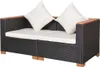 vidaXL Záhradná pohovka Poly Rattan Black Náhľad obrázku produktu 3