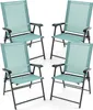Four mint green folding garden chairs with black frames are arranged in a grid formation against a white background. Produktbild-Vorschau