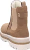A back view of a brown Rieker Chelsea boot with a thick white sole. Produktbild-Vorschau