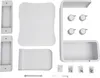 The image displays the components of a white beauty trolley laid out on a white background, ready for assembly. Podgląd zdjęcia produktu