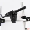 A close-up of a black bicycle rack component attached to a silver rail. Náhľad obrázku produktu