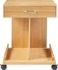 A bamboo rolltisch with a drawer and shelves, shown from the front on a white background. Podgląd zdjęcia produktu