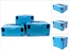 Three blue Makita Makpac transport boxes of different sizes are arranged on a white background. Produktbild-Vorschau