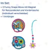 A set of decorative snaps and a pendant with a flower design, presented on a white background with some colorful confetti-like elements. Náhled obrázku produktu
