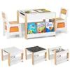 A product shot of a children's activity table and chair set, along with three smaller activity tables. Produktbild-Vorschau