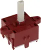 A close-up studio shot of a red rotary switch with a white plastic knob. Voir les images du produit