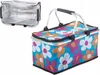 A picnic basket with a floral pattern and its insulated interior shown separately. Náhled obrázku produktu