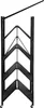 A black, five-tier folding shelf unit on wheels, shown from a slightly angled side view against a white background. Voir les images du produit