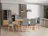 A dining room set with a table and chairs, a sideboard, and a cabinet. Produktbild-Vorschau