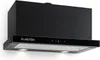 A black kitchen range hood is shown against a white background. Náhľad obrázku produktu
