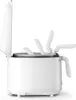 A white Moulinex oil fryer with its lid open, showing the internal components. Podgląd zdjęcia produktu