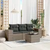 vidaXL 4-tlg. Garten-Sofagarnitur mit Kissen Grau Poly Produktbild-Vorschau 2