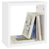 A white cube shelf with three books inside. Produktbild-Vorschau