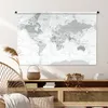 MuchoWow® Wandteppich Wandbehang Weltkarte - Weiß - Grau - Produktbild-Vorschau 6