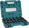 A teal toolbox with a set of black sockets inside. Produktbild-Vorschau