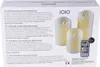The back of a product box showing multiple languages describing the LED candles and a remote control. Produktbild-Vorschau