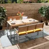 home24 Gartenbank - Teak Massiv / Edelstahl Produktbild-Vorschau 2