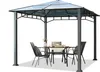 A gazebo with a table and chairs set up inside, on a white background. Produktbild-Vorschau