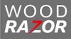 The image contains the text "WOOD RAZOR" in white letters against a gray background. The letter 'Z' in "RAZOR" is replaced by a red diagonal slash. Voir les images du produit