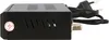 Side view of a black satellite receiver with a power cord and plug. Produktbild-Vorschau