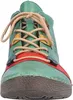 A close-up front view of a green leather boot with tan laces and colorful accents. Anteprima dell’immagine prodotto