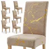 Universal-Velours-Stuhlbezüge, 6er-Set, beige – goldfarben Produktbild-Vorschau 2