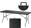 A black folding table and its folded form are shown against a white background. Produktbild-Vorschau