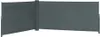 A dark gray retractable side awning is shown against a white background. The awning is extended and angled, with one section perpendicular to the other. Anteprima dell’immagine prodotto