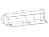 A line drawing diagram of a wall-mounted TV cabinet with dimensions indicated. Produktbild-Vorschau