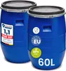 Two blue plastic barrels are shown in a studio setting against a white background. Produktbild-Vorschau