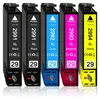 Five printer ink cartridges lined up against a white background. Produktbild-Vorschau