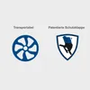 Two distinct feature icons with German text labels. Produktbild-Vorschau