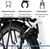 Close-up of a white electric bicycle's rear wheel, frame, and components, with feature callouts at the top. Anteprima dell’immagine prodotto