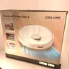 The image shows the packaging of a Dreame D9 Max Gen 2 robot vacuum and mop. Voir les images du produit