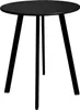 A black round table with three legs on a white background. Produktbild-Vorschau