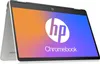 A HP Chromebook x360 laptop is shown in a studio setting, open and displaying its screen. Produktbild-Vorschau