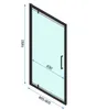 A technical drawing of a shower door with dimensions indicated. Náhled obrázku produktu