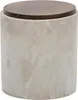 A close-up studio shot of a beige marble container with a dark wood lid. Anteprima dell’immagine prodotto