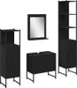 vidaXL Badezimmermöbel-Set mit Regal 4 pcs Schwarz Produktbild-Vorschau 1