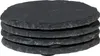 A stack of round, black slate coasters. Produktbild-Vorschau