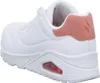 A side view of a white Skechers sneaker with pink accents. Produktbild-Vorschau