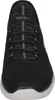 A close-up, front-facing view of a black Skechers slip-on shoe. Náhled obrázku produktu