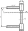 Technical drawing of a metal hinge component with dimensions and labels. Produktbild-Vorschau