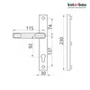 Technical drawing with dimensions of a door handle set. Podgląd zdjęcia produktu