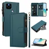 A collage of images showcasing a teal-colored phone case with multiple views and features. Produktbild-Vorschau