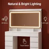 Fobyfurny Große Schminktisch mit LED-Beleuchtung, 39 x 108 Produktbild-Vorschau 2