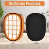 Two vacuum cleaner filters, one orange and white, the other black, with dimensions indicated by measurement lines and text. Náhľad obrázku produktu