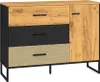 Sideboard 120cm, schwarz mit Eiche und sandfarben, Produktbild-Vorschau 1