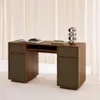 sweeek - Schreibtisch mit Holzdekor und Stoff 2 Türen 2 Produktbild-Vorschau 3